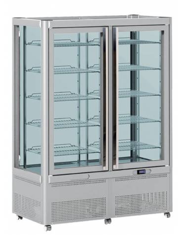 Vetrina verticale DOPPIA a camera unica, adatta per gelateria. Refrigerazione VENTILATA mm 1145x658x1810h