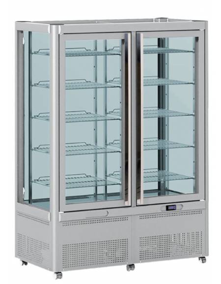 Vetrina verticale DOPPIA a camera unica, adatta per gelateria. Refrigerazione VENTILATA mm 1145x658x1810h