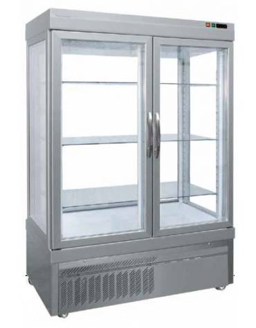 Vetrina Pasticceria no frost  doppia temp., 4 lati in vetro  - 2 porte - 880 Lt. - temp. -15°-25°C/+5°-25°C - mm 1320x640x1930h