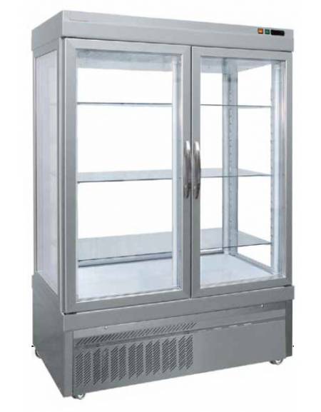 Vetrina Pasticceria no frost  doppia temp., 4 lati in vetro  - 2 porte - 880 Lt. - temp. -15°-25°C/+5°-25°C - mm 1320x640x1930h