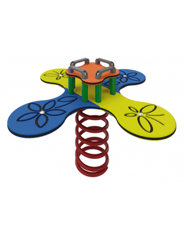 Gioco a molla quadrifoglio con sagoma in polietilene HDPE ad alta densità - cm 107x107x57h