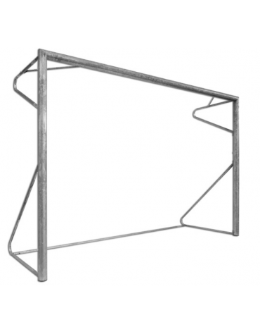 Coppia porte calcetto in acciaio zincato, cm 300x200, mod.mobile con base e pali saldati alla traversa