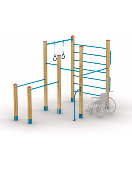 Palestra costruita con pali lamellare e tubi in acciaio zincato e verniciato  - cm 305x100x25h