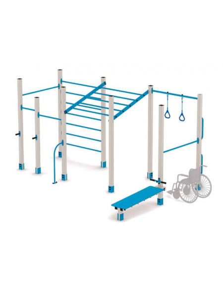 Palestra base costruita con pali alluminio 80x80 mm e tubi in acciaio verniciato a polvere - cm 312x312x241h