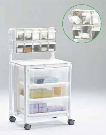 Carrello emergenza amagnetico, colore  giallo, 5 cassetti con ruote amagnetiche, senza sistema di blocco - cm 77,5x71x92h