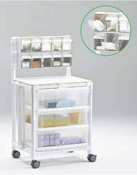 Carrello emergenza amagnetico, colore  giallo, 5 cassetti con ruote amagnetiche, senza sistema di blocco - cm 77,5x71x92h