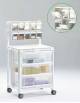 Carrello medicazione amagnetico, 10 piccoli contenitori estraibili - cm 57x70x131h
