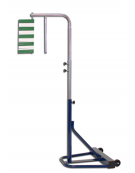 Misuratore di elevazione con struttura in acciaio, mobile su ruote, base zavorrata