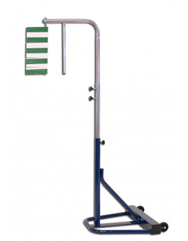 Misuratore di elevazione con struttura in acciaio, mobile su ruote, base zavorrata