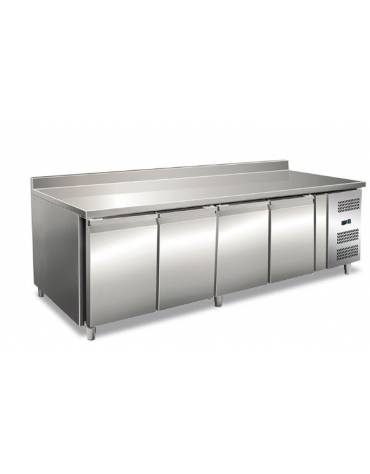 Tavolo refrigerato 4 Porte con alzatina TN con refrigerazione ventilata +2° + 8°C - Classe C - cm 223x70x95h