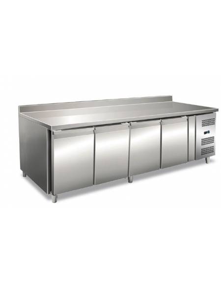 Tavolo refrigerato 4 Porte con alzatina TN con refrigerazione ventilata +2° + 8°C - Classe C - cm 223x70x95h