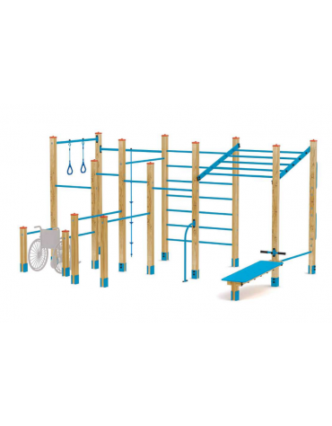 Palestra costruita con pali lamellare e tubi in acciaio zincato e verniciato - cm 460x310x253h