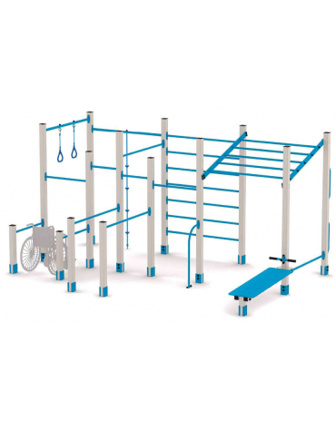 Palestra media costruita con pali alluminio 80x80 mm e tubi in acciaio verniciato a polvere - cm 312x470x241h