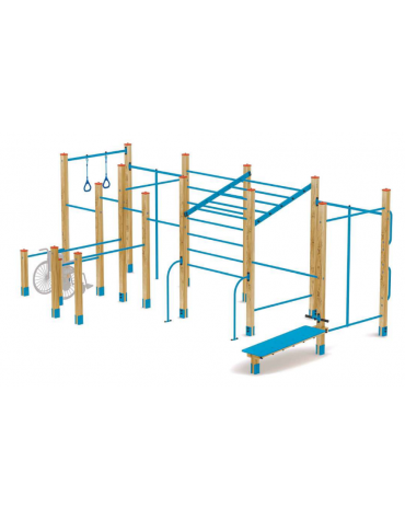 Palestra costruita con pali lamellare e tubi in acciaio zincato e verniciato - cm 610x310x253h