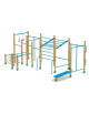Palestra grande con pali di legno e tubi in acciaio zincato e verniciato - cm 640x325x242h
