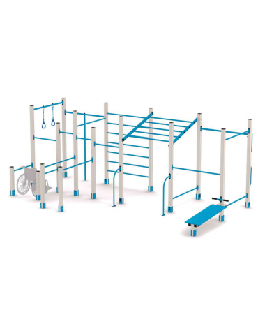 Palestra grande costruita con pali alluminio 80x80 mm e tubi in acciaio verniciato a polvere - cm 312x620x241h