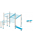 Palestra Workout base, struttura in alluminio e tubi in acciaio, con panca addominali e step - cm 684x469x241h