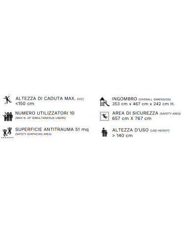 Palestra Workout small con struttura in legno e tubi in acciaio verniciato - cm 467x354x242h