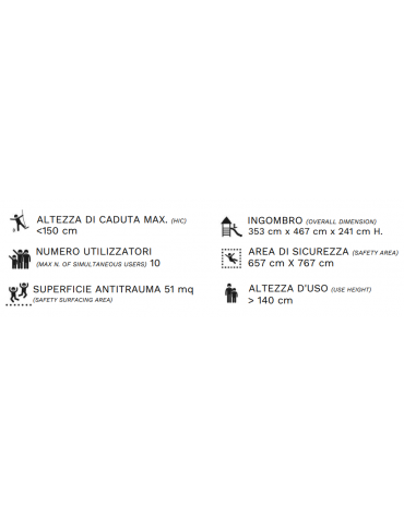 Palestra Workout small con struttura in alluminio e tubi in acciaio verniciato - cm 467x354x242h