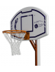 Coppia tabelloni di plastica per gioco basket e minibasket con canestro, su supporto in acciaio verniciato
