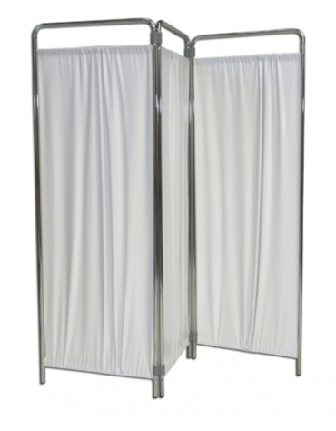 Paravento a 3 ante con struttura di acciaio cromato, pieghevole - Ante di tessuto - Dimensioni cm 195x185h