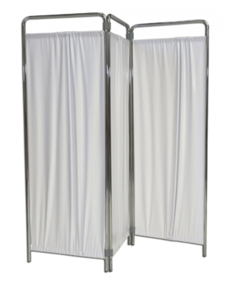 Paravento a 3 ante con struttura di acciaio cromato, pieghevole - Ante di tessuto - Dimensioni cm 195x185h
