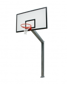 Impianto basket monotubolare fissaggio con piastra - Sbalzo cm 220 - canestro rinforzato