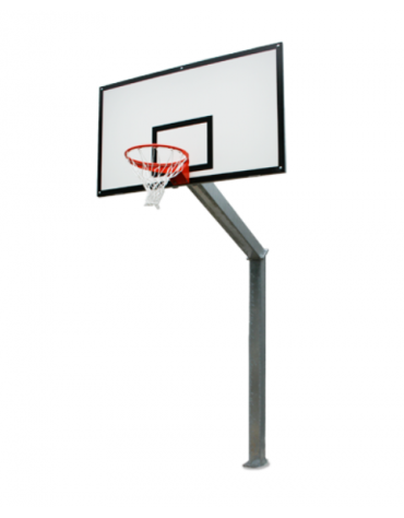 Impianto basket monotubolare fissaggio con piastra - Sbalzo cm 220 - canestro rinforzato