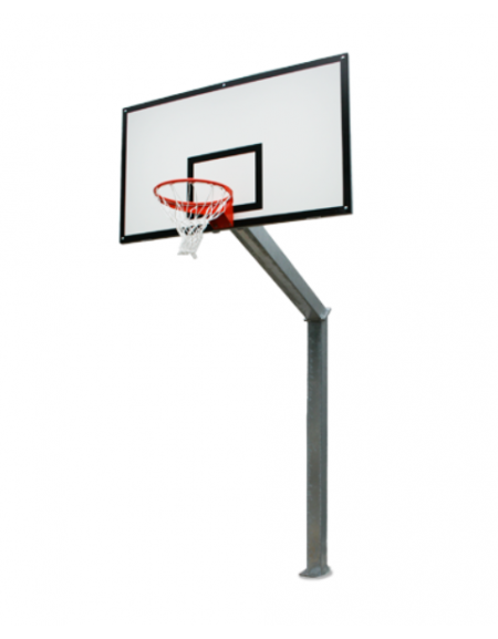 Impianto basket monotubolare fissaggio con piastra - Sbalzo cm 220 - canestro rinforzato