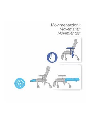 Poltrona prelievi con movimento asincrono e imbottitura ignifuga