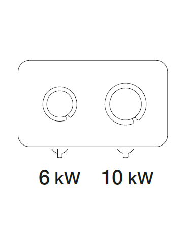 Cucina a gas 2 fuochi su vano aperto, piano cottura ermetico, potenza fuochi kw 1x6+1x10 - griglie in ghisa - cm 80x45x90h