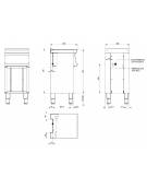 Cucina a gas 2 fuochi su vano aperto, piano cottura ermetico, potenza fuochi kw 1x6+1x10 - griglie in ghisa - cm 80x45x90h