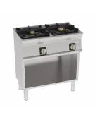 Cucina a gas 2 fuochi su vano aperto, potenza fuochi aperti 1X3,3kw+1X7,2kw griglie in ghisa- cm 80x45x90h