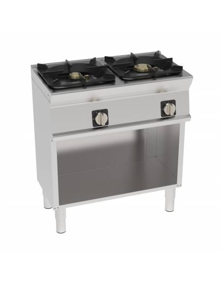 Cucina a gas 2 fuochi su vano aperto, potenza fuochi aperti 1X3,3kw+1X7,2kw griglie in ghisa- cm 80x45x90h Cucina a gas 2 fuochi su vano aperto, potenza fuochi aperti 1X3,3kw+1X7,2kw griglie in ghisa- cm 80x45x90h