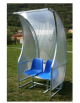 Panchina allenatori/riserve con 2 sedute lunghezza metri 1 - m. 1x1,20x2,00h - copertura in policarbonato alveolare