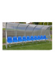 Panchina allenatori/riserve con 10 sedute lunghezza metri 5 - mt 5x1,20x2,00h - copertura in policarbonato alveolare