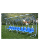 Panchina allenatori/riserve con 10 sedute lunghezza metri 5 - mt 5,00x1,20x2,00h - copertura in policarbonato trasparente