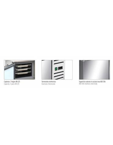 Abbattitore surgelatore da banco N° 3 Teglie GN2/3 Capacità Lt 33 - cm 60x60x43h