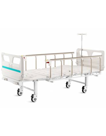 Letto degenza ospedaliero a 1 snodo - 1 manovella - con ruote - cm 207x92x95h