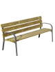 Panchina arredo design per parco - 2 fianchi con braccioli in ghisa, 6 doghe in legno di pino nordico - cm 190x63x77h