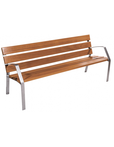 Panchina Ibiza cerata per parco, 2 fianchi con bracciolo in ghisa sferoidale, doghe di pino nordico - cm 190x63x77h