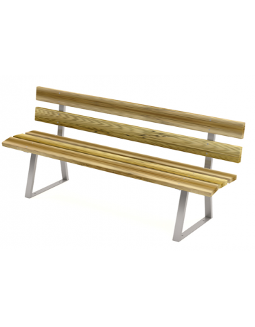 Panchina Venezia per parco, 2 fianchi in d’ acciaio a U, 9 doghe di pino nordico - cm 190x53x81h