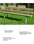 Panchina Venezia per parco, 2 fianchi in d’ acciaio a U, 9 doghe di pino nordico - cm 190x53x81h