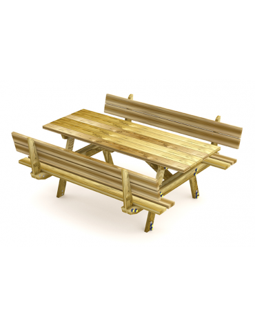 Tavolo pic-nic con schienali, totalmente in legno di pino nordico - cm 190x178x87h