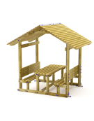 Tavolo pic-nic con copertura, totalmente in legno - cm 276x200x251h