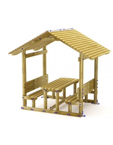 Tavolo pic-nic con copertura, totalmente in legno - cm 276x200x251h