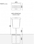 Cestino in acciaio zincato e verniciato - capacità: 32 litri - cm diam 30x100h