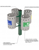 Cestino differenziata a 4 cesti in acciaio zincato verniciato - capacità 30 litri a cesto - cm 82x82x100h