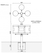 Cestino differenziata a 4 cesti in acciaio zincato verniciato - capacità 30 litri a cesto - cm 82x82x100h