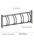 Portabiciclette orizzontale 4 posti componibile in acciaio zincato a caldo - cm 134X22X50h